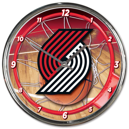 Portland Trailblazers Clock Round Wall Style Chrome