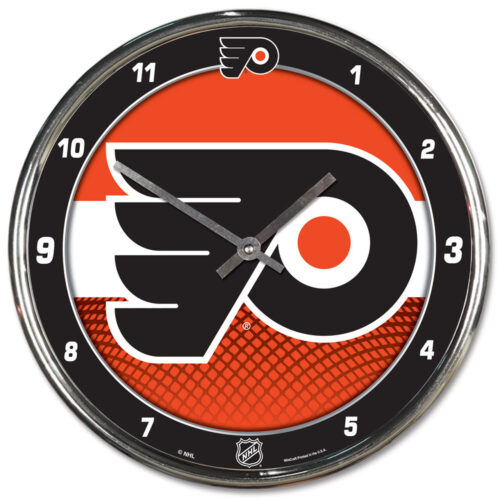 Philadelphia Flyers Clock Round Wall Style Chrome