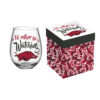 Arkansas Razorbacks Glass 17oz Wine Stemless Boxed