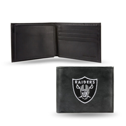 Las Vegas Raiders Wallet Billfold Leather Embroidered Black