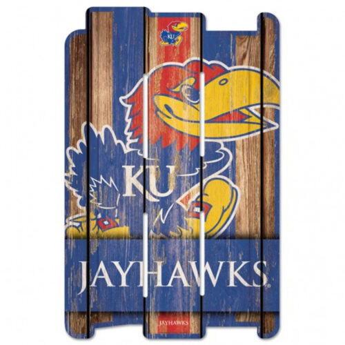 Kansas Jayhawks Sign 11×17 Wood Fence Style