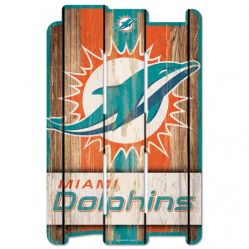 Miami Dolphins Sign 11×17 Wood Fence Style