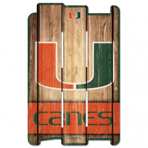 Miami Hurricanes Sign 11×17 Wood Fence Style