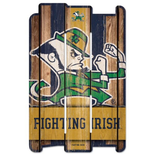 Notre Dame Fighting Irish Sign 11×17 Wood Fence Style