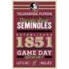 Florida State Seminoles Sign 11×17 Wood Established Design