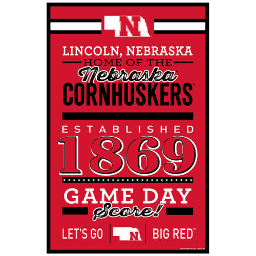 Nebraska Cornhuskers Sign 11×17 Wood Established Design