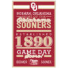 Oklahoma Sooners Sign 11×17 Wood Established Design