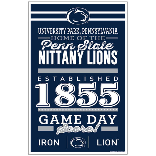 Penn State Nittany Lions Sign 11×17 Wood Established Design