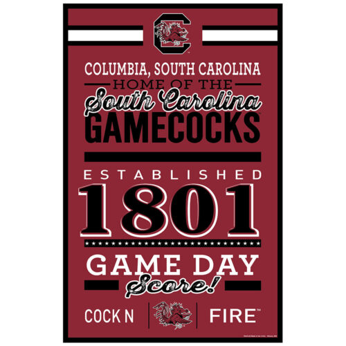 South Carolina Gamecocks Sign 11×17 Wood Established Design