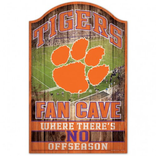 Clemson Tigers Sign 11×17 Wood Fan Cave Design – Special Order