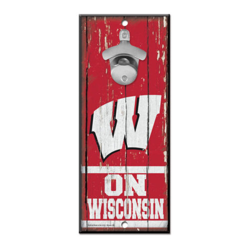 Wisconsin Badgers Sign Wood 5×11 Bottle Opener