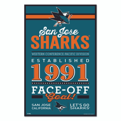 San Jose Sharks Sign 11×17 Wood Established Design