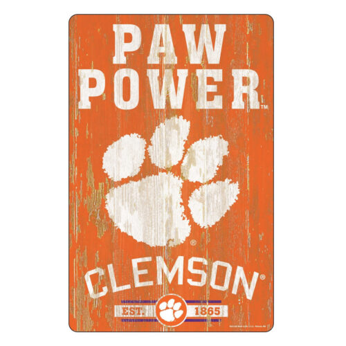 Clemson Tigers Sign 11×17 Wood Slogan Design