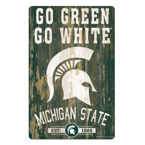 Michigan State Spartans Sign 11×17 Wood Slogan Design