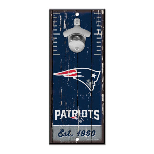 New England Patriots Sign Wood 5×11 Bottle Opener