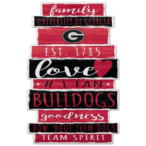 Georgia Bulldogs Sign 11×17 Wood Family Word Design