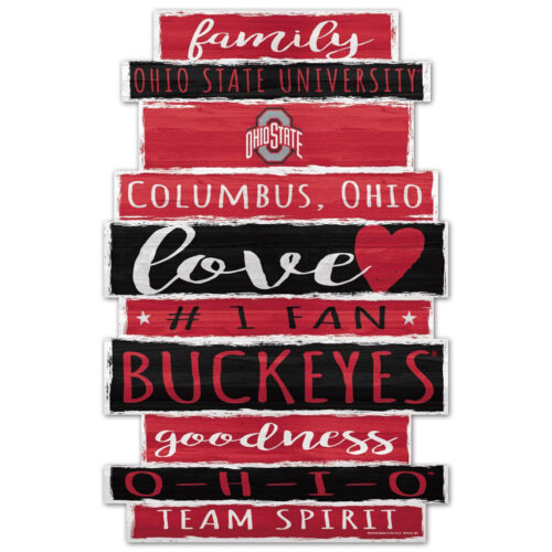 Ohio State Buckeyes Sign 11×17 Wood Family Word Design