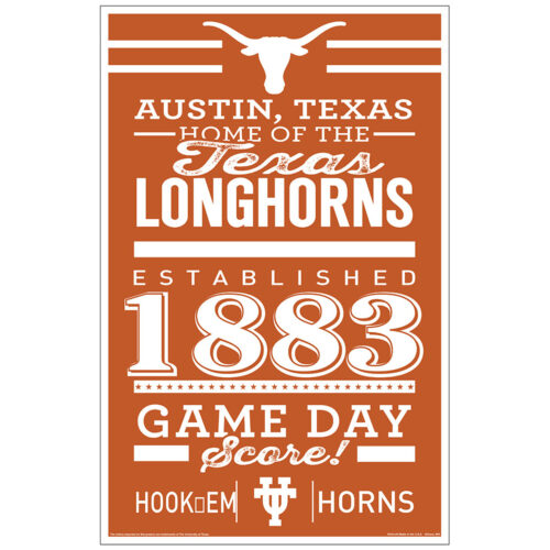 Texas Longhorns Sign 11×17 Wood Established Design