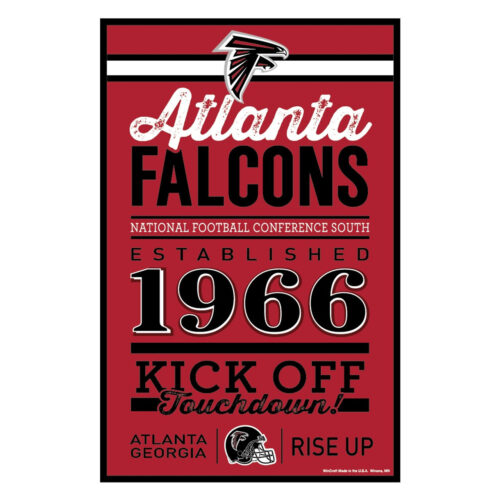 Atlanta Falcons Sign 11×17 Wood Established Design