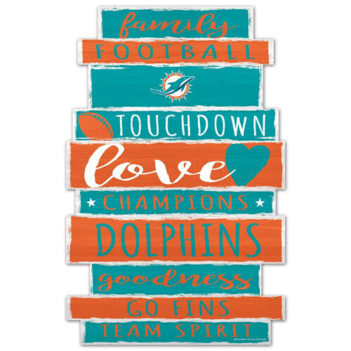 Miami Dolphins Sign 11×17 Wood Family Word Design