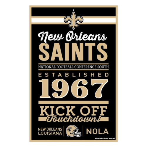 New Orleans Saints Sign 11×17 Wood Established Design