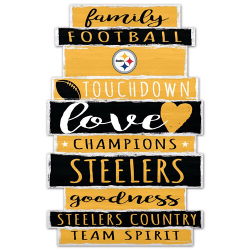 Pittsburgh Steelers Sign 11×17 Wood Family Word Design