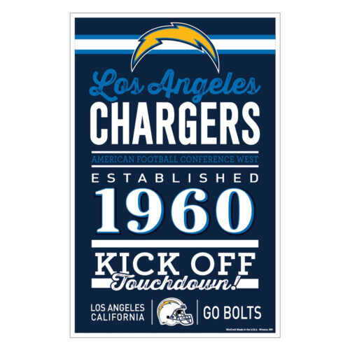 Los Angeles Chargers Sign 11×17 Wood Established Design