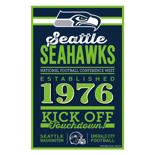 Seattle Seahawks Sign 11×17 Wood Established Design