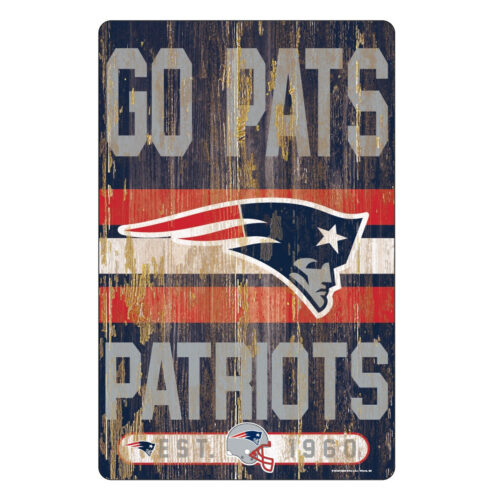 New England Patriots Sign 11×17 Wood Slogan Design