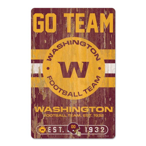 Washington Football Team Sign 11×17 Wood Slogan Design