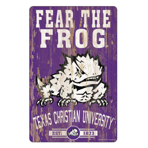 TCU Horned Frogs Sign 11×17 Wood Slogan Design