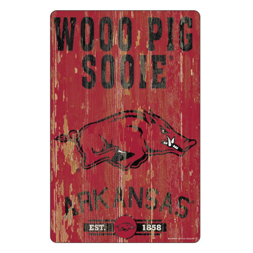 Arkansas Razorbacks Sign 11×17 Wood Slogan Design