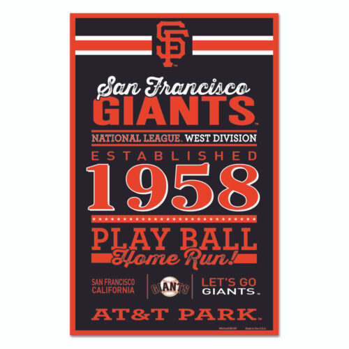 San Francisco Giants Sign 11×17 Wood Established Design