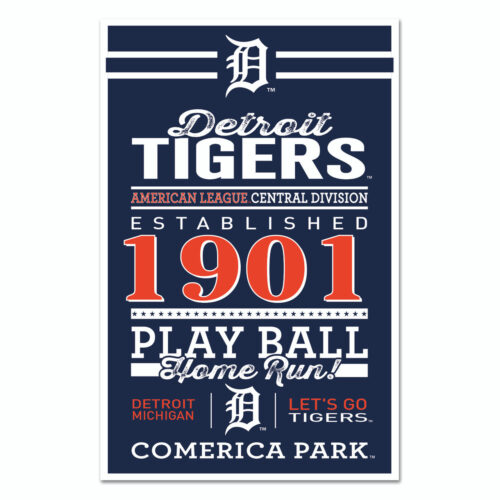 Detroit Tigers Sign 11×17 Wood Established Design