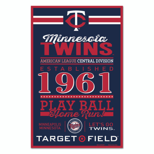 Minnesota Twins Sign 11×17 Wood Established Design