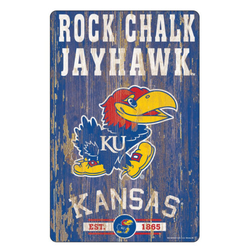 Kansas Jayhawks Sign 11×17 Wood Slogan Design