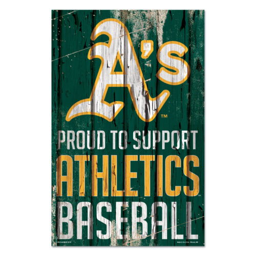 Oakland Athletics Sign 11×17 Wood Proud to Support Design