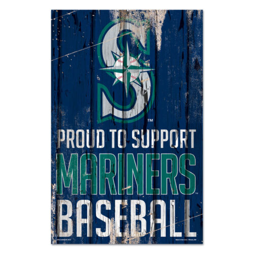 Seattle Mariners Sign 11×17 Wood Proud to Support Design – Special Order