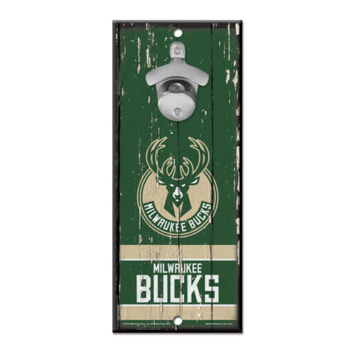 Milwaukee Bucks Sign Wood 5×11 Bottle Opener – Special Order