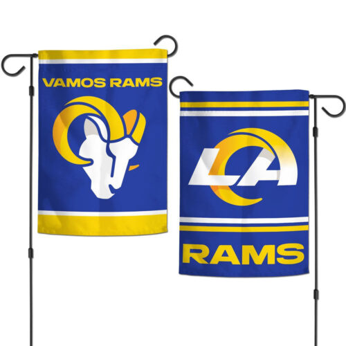 Los Angeles Rams Flag 12×18 Garden Style 2 Sided Slogan Design – Special Order