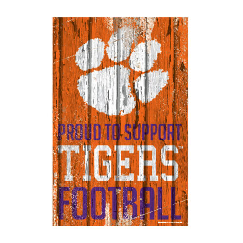 Clemson Tigers Sign 11×17 Wood Proud to Support Design – Special Order