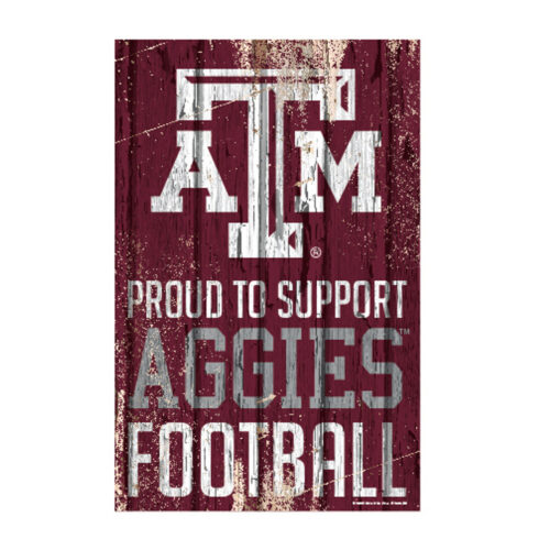 Texas A&M Aggies Sign 11×17 Wood Proud to Support Design