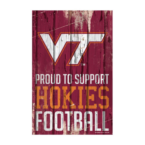 Virginia Tech Hokies Sign 11×17 Wood Proud to Support Design – Special Order