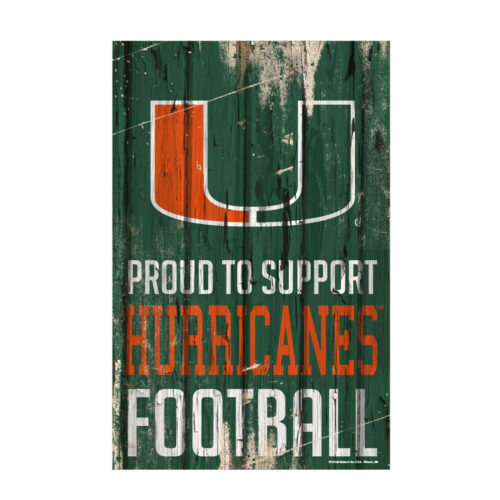 Miami Hurricanes Sign 11×17 Wood Proud to Support Design