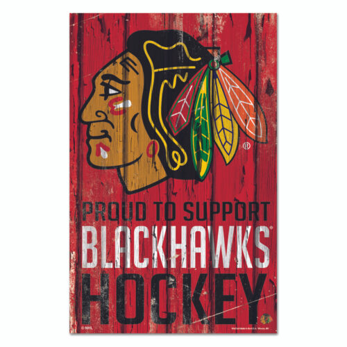 Chicago Blackhawks Sign 11×17 Wood Proud to Support Design