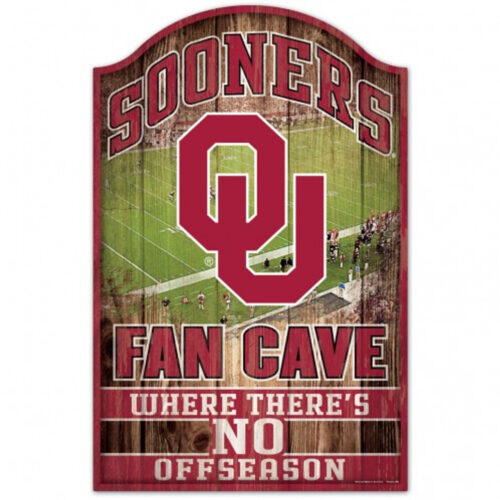 Oklahoma Sooners Sign 11×17 Wood Fan Cave Design