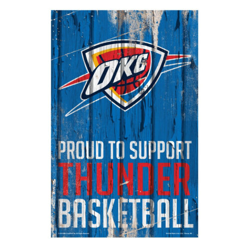 Oklahoma City Thunder Sign 11×17 Wood Proud to Support Design