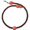 Cincinnati Reds Necklace Frozen Rope Team Color Baseball Black Leather Red Thread CO