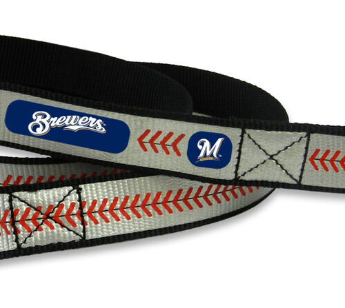 Milwaukee Brewers Pet Leash Reflective Baseball Size Small CO