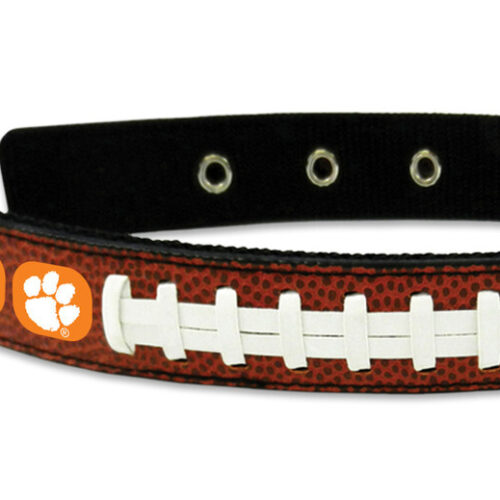 Clemson Tigers Pet Collar Classic Football Leather Size Medium